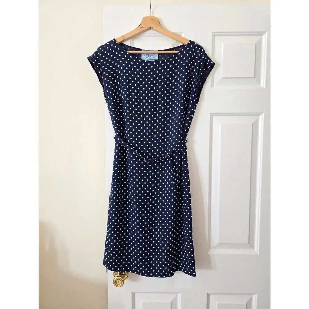 PRADA Polka Dot Belted Dress 38